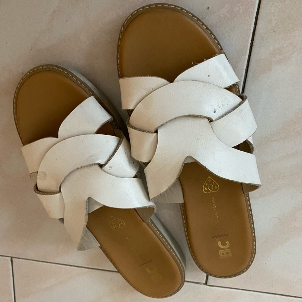 White slides sandals